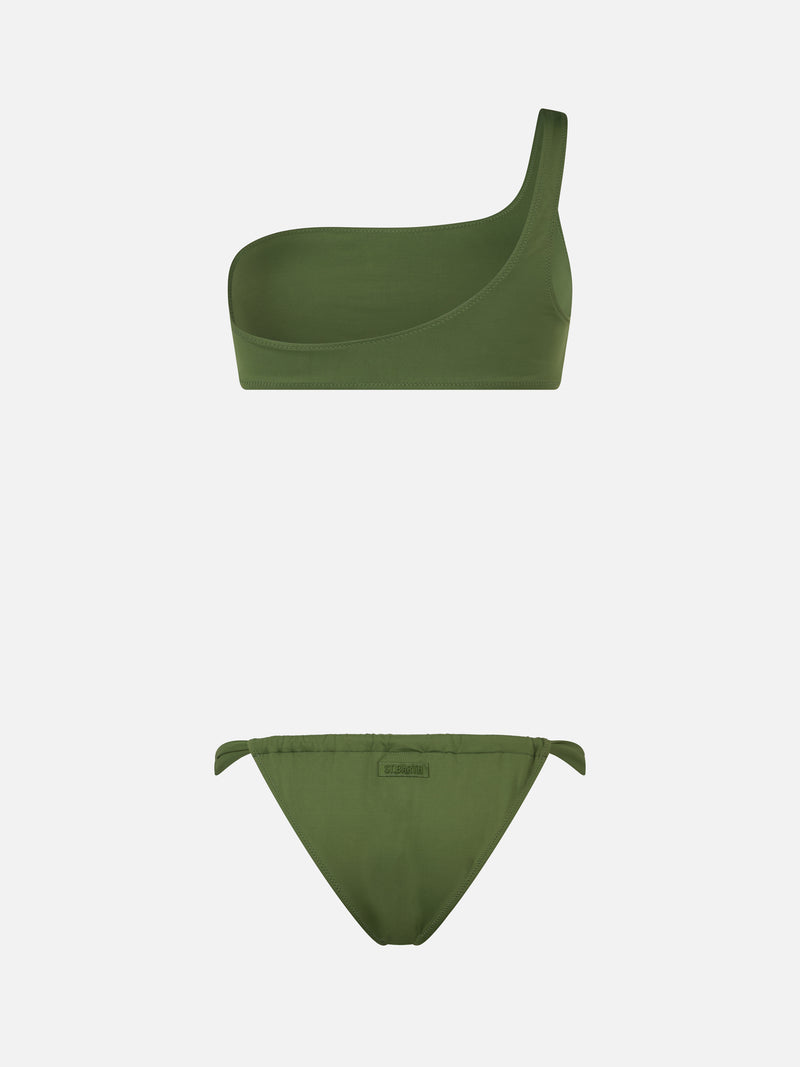 Einschultriger Bralette-Bikini für Damen in Militärgrün von Celestine Noelle