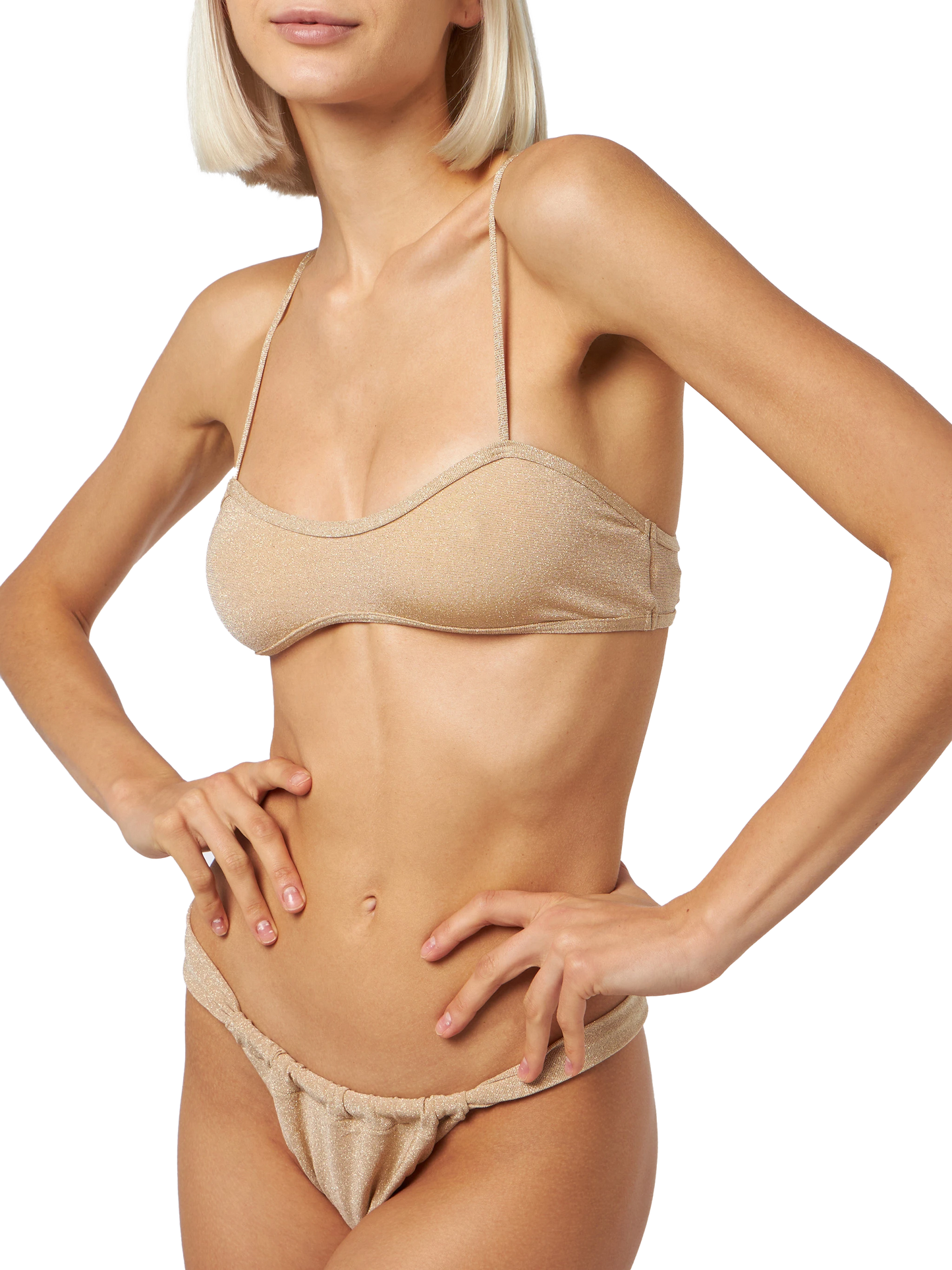 Bikini-Badeanzug mit U-Ausschnitt aus Lurex für Damen Laryn Noelle