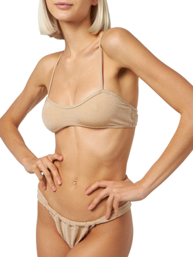 Bikini-Badeanzug mit U-Ausschnitt aus Lurex für Damen Laryn Noelle