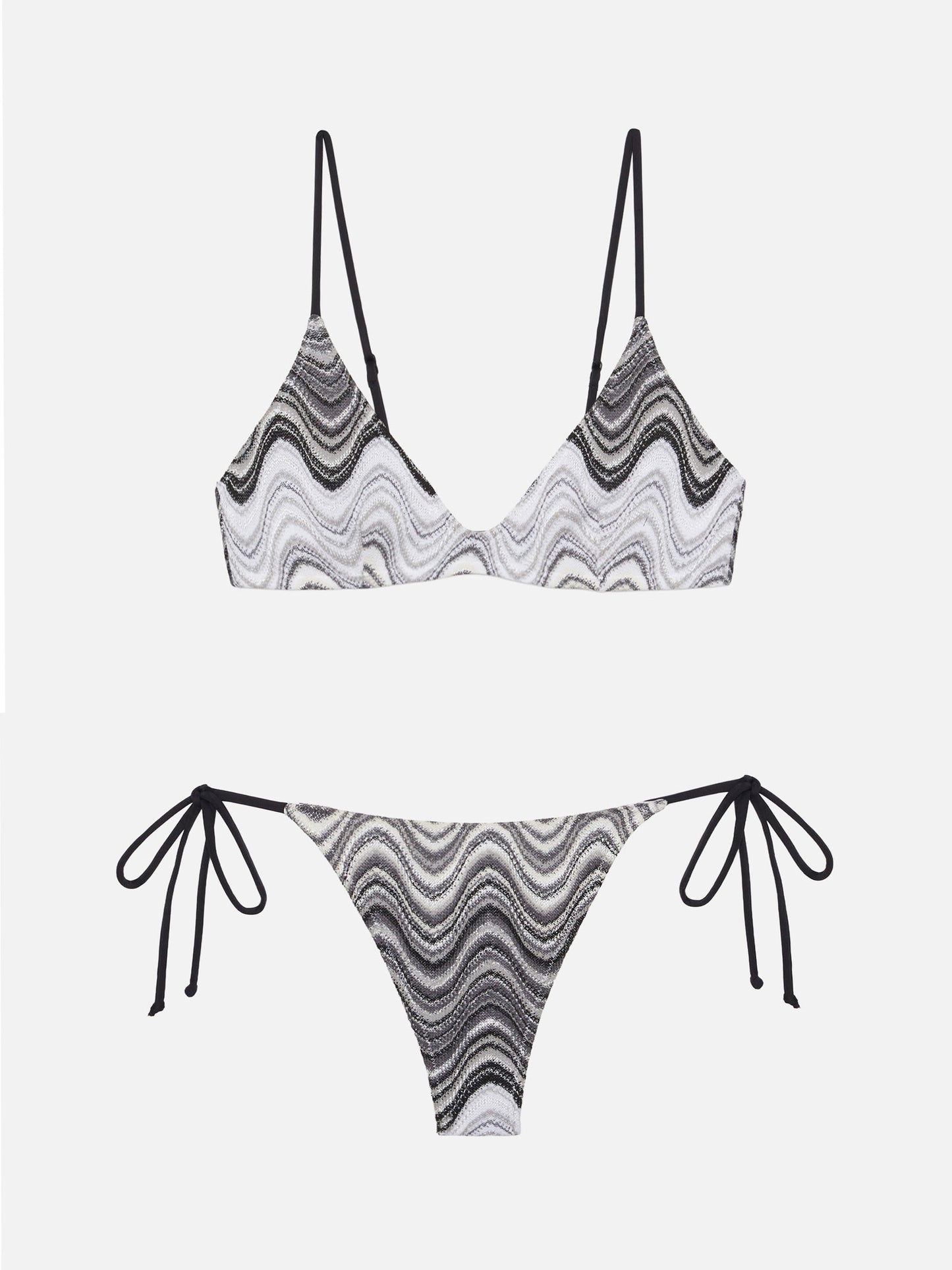 Norah raschel chevron cheeky swim briefs - Paloma raschel knit scoop bralette with wave pattern