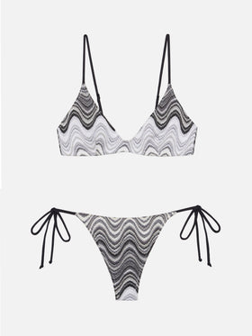 Norah raschel chevron cheeky swim briefs - Paloma raschel knit scoop bralette with wave pattern