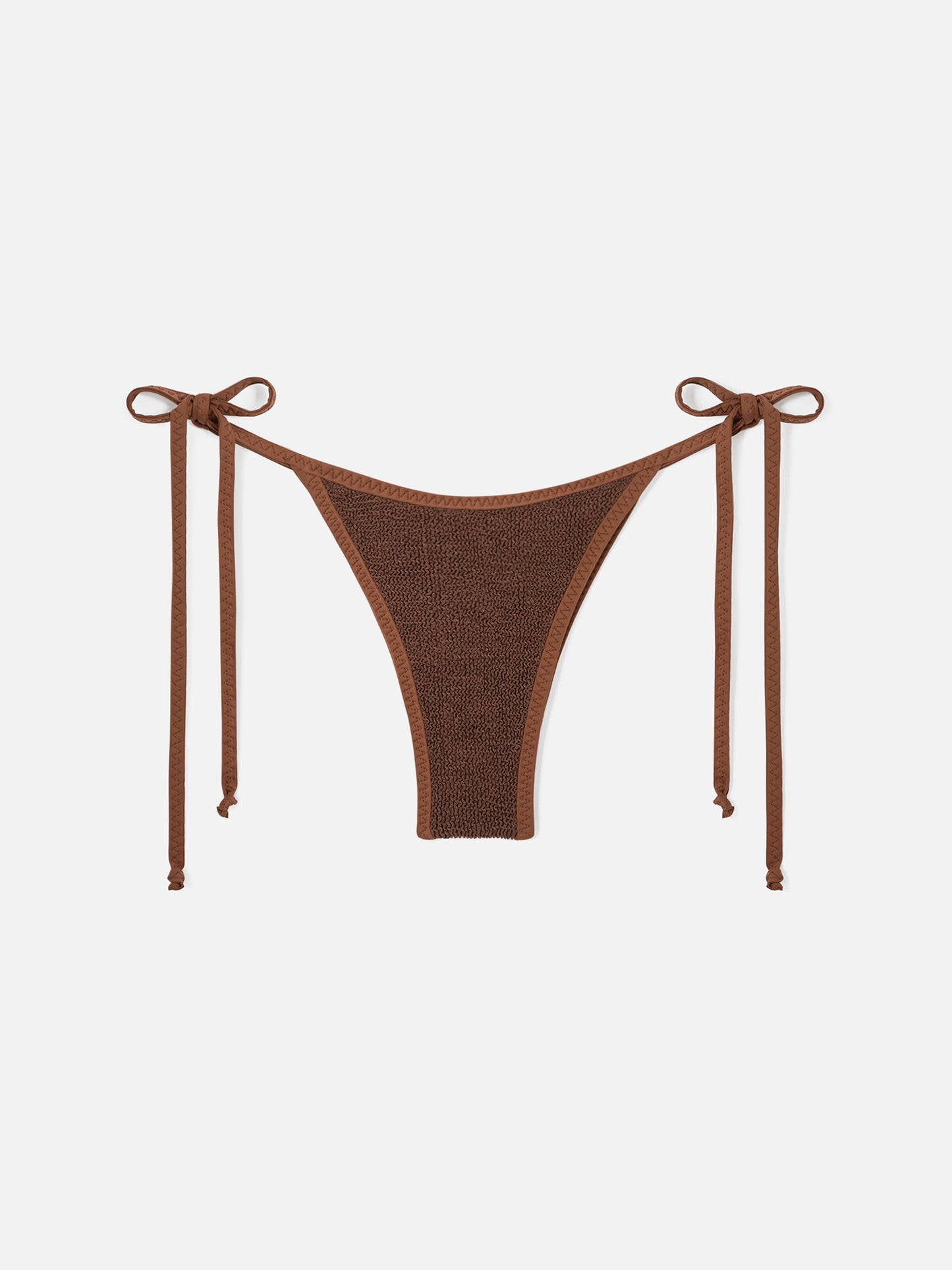 Braguita de bikini cheeky con tiras Brown Norah de tejido crinkle 