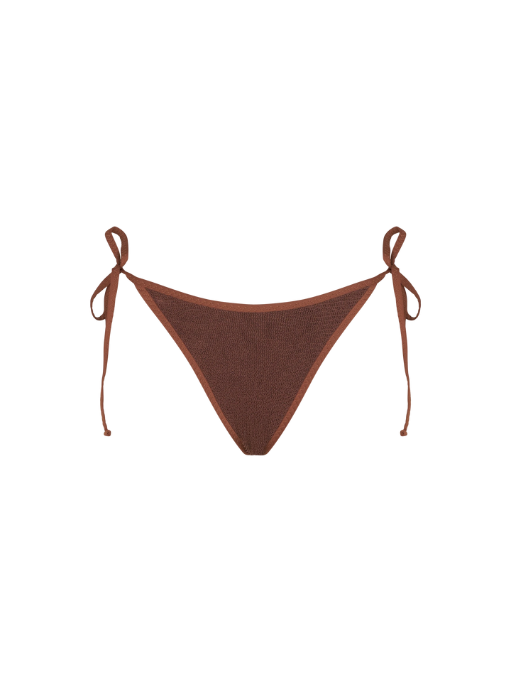Woman crinkle cheeky swim briefs