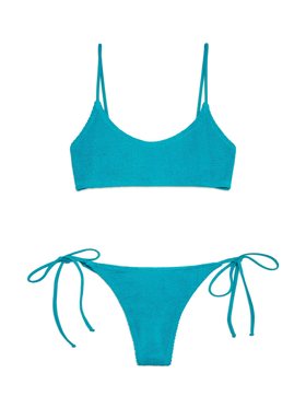Bikini crinkle a bralette Jusy Norah in verde ottanio