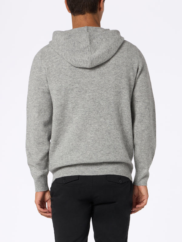 Man mélange grey lambswool hooded sweater Notting