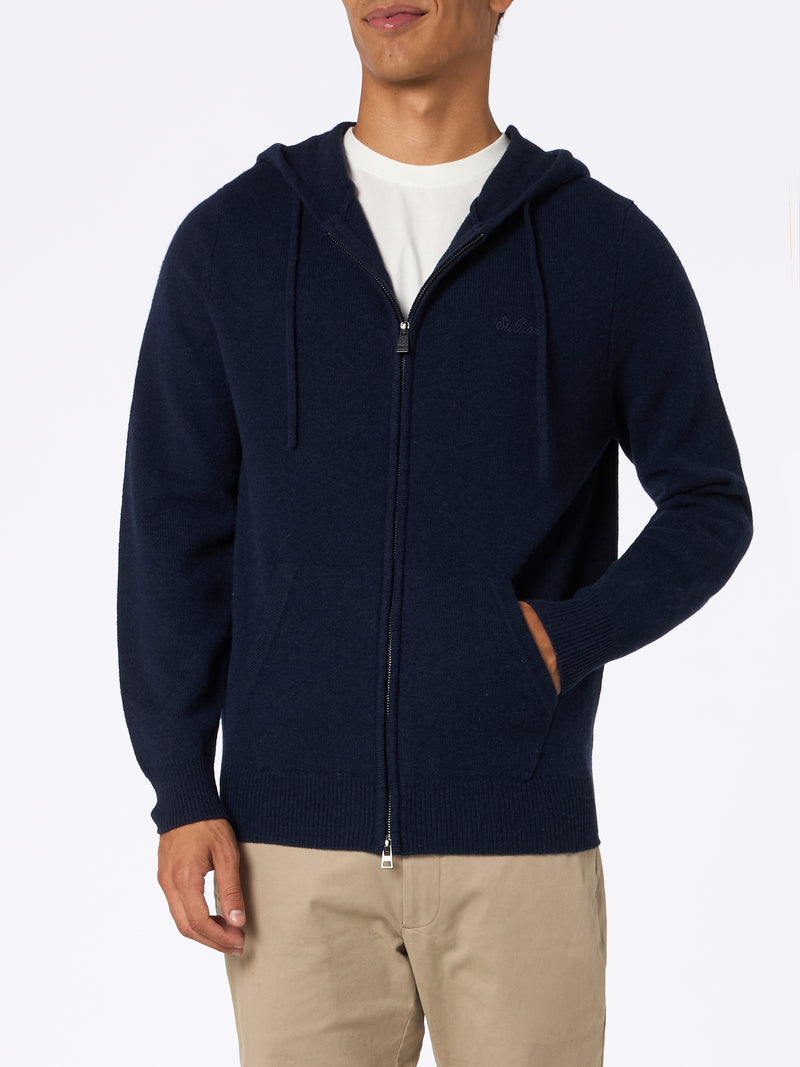 Maglione con cappuccio Notting in lambswool blu navy da uomo 