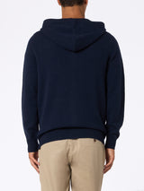 Maglione con cappuccio Notting in lambswool blu navy da uomo 