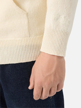 Felpa con cappuccio Notting in 100% lambswool bianco