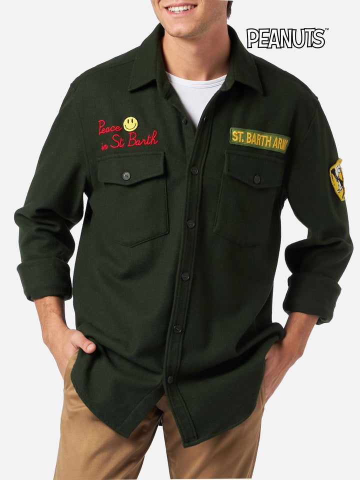 Sovracamicia in fustagno con ricamo Peace in St. Barth