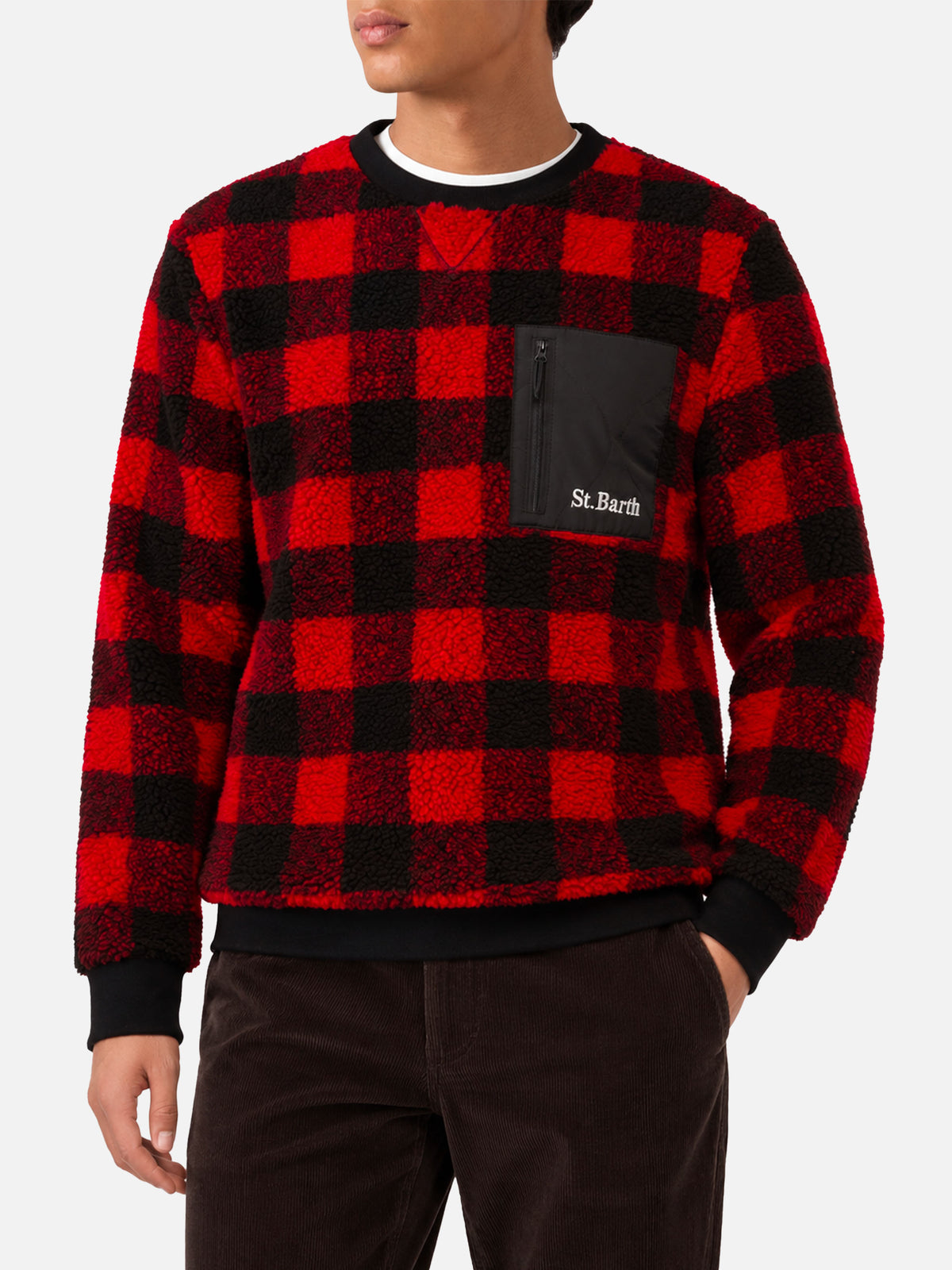 Teddy-Fleece-Sweatshirt Oak mit Karoprint 