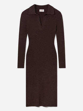 Brown Octavia merino wool blend long knit dress