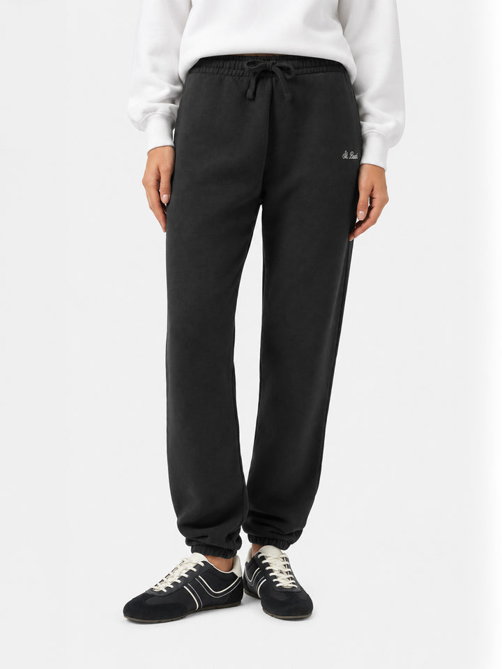 Jogginghose Odalys aus schwarzem Baumwollfleece 