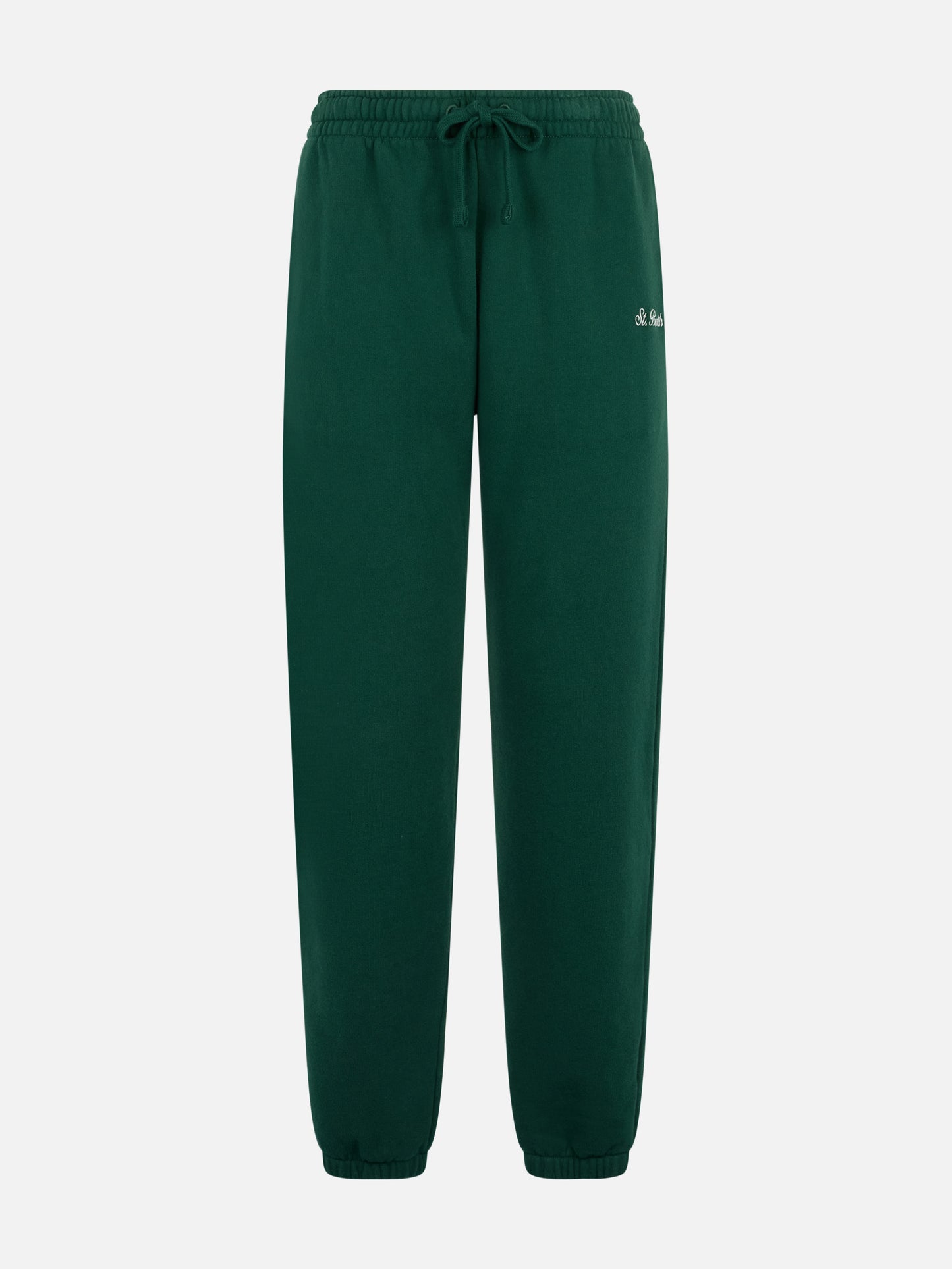 Pantaloni da jogging in pile di cotone verde inglese da donna Odalys