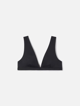 Ofelia wide-strap triangle bikini top in black