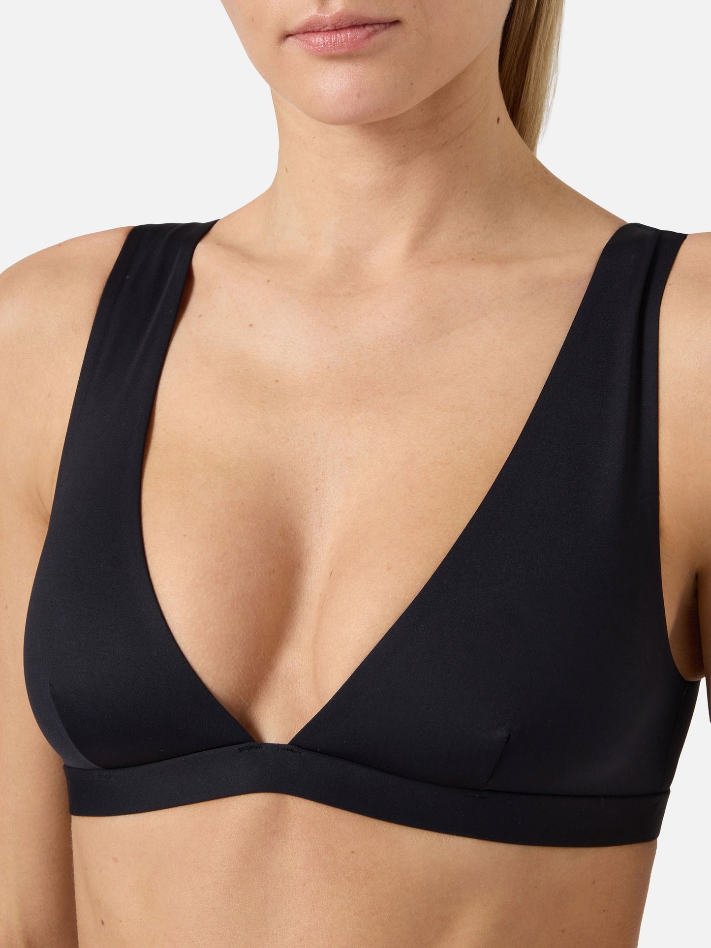 Ofelia wide-strap triangle bikini top in black