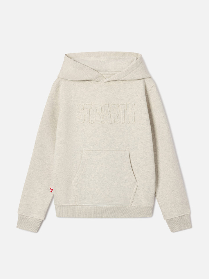 Cremefarbener Oliver Hoodie aus Baumwollmischung mit St. Barth-Patch 