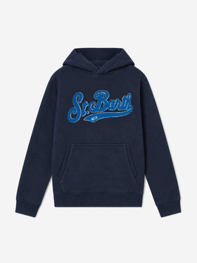 Navy blue Oliver hooded sweatshirt with terry logo