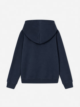 Navy blue Oliver hooded sweatshirt with terry logo
