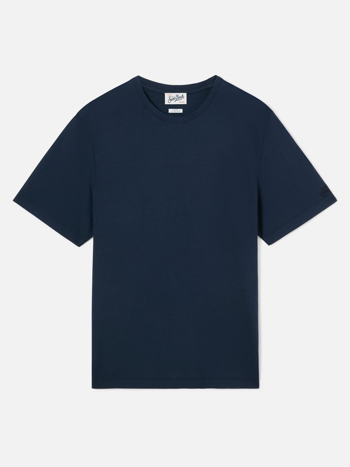 T-shirt Orson blu navy in crepe di cotone con ricamo logo