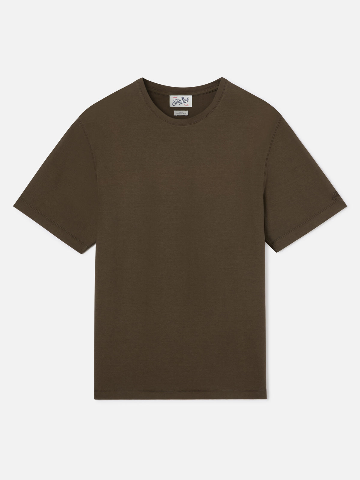 Orson T-Shirt aus Baumwollkrepp in Military Green mit Logostickerei 