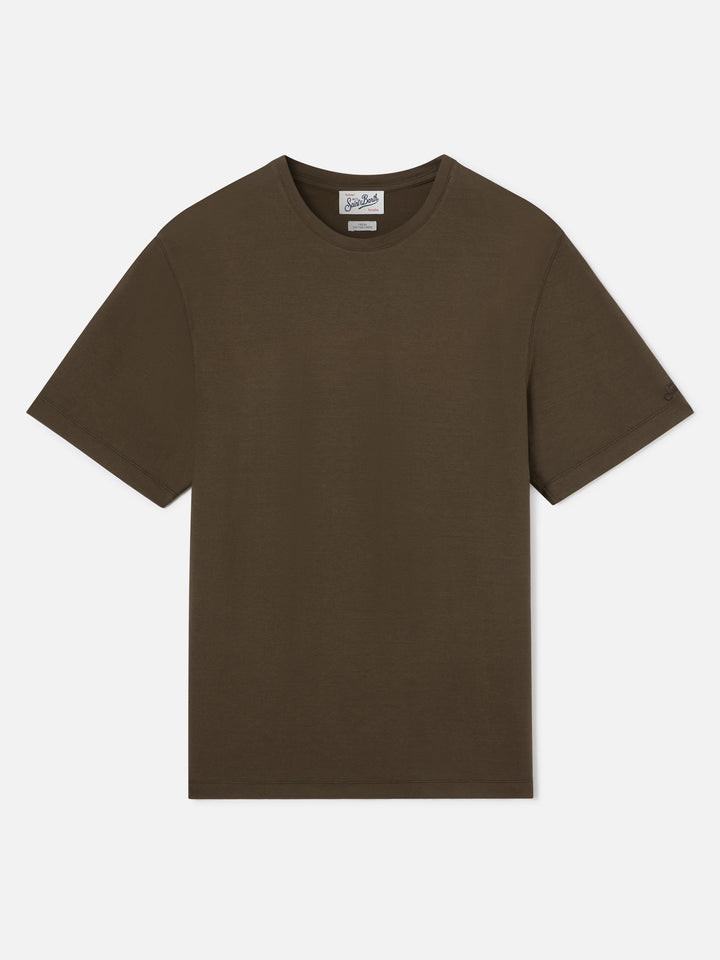 T-shirt Orson verde militare in crepe di cotone con ricamo logo