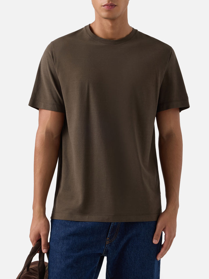 T-shirt Orson verde militare in crepe di cotone con ricamo logo