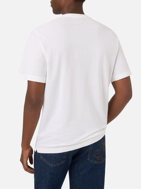 White Orson cotton crepe t-shirt with logo embroidery