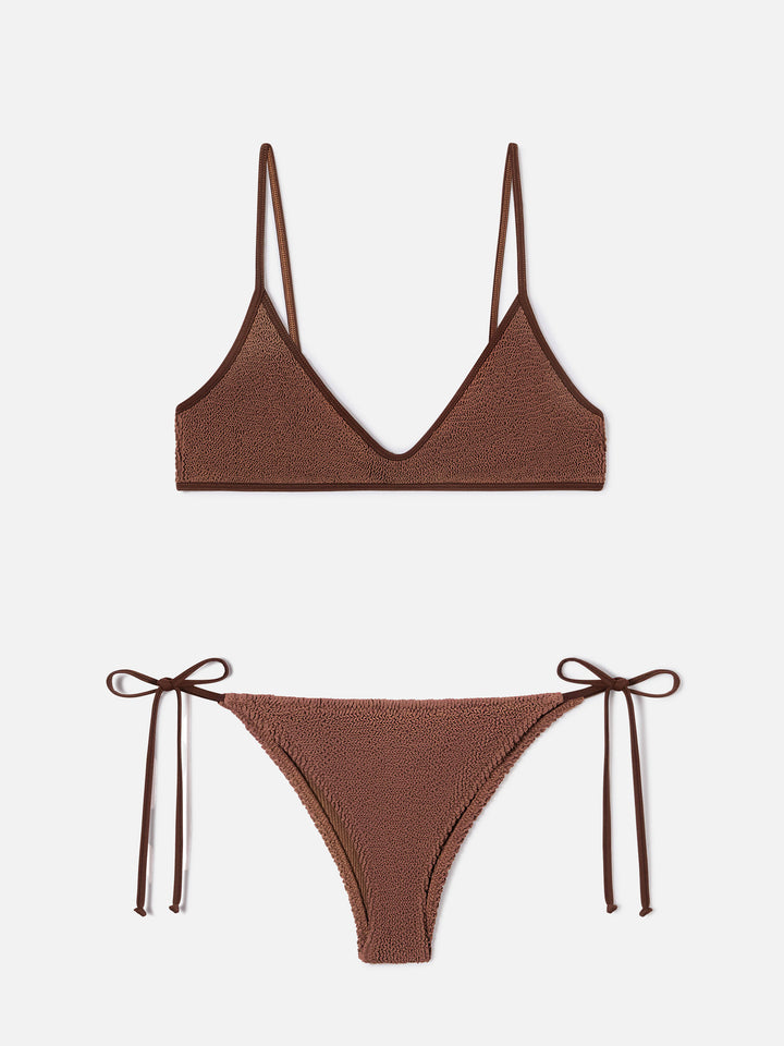 Bikini bralette Paloma Marielle marron en crinkle 