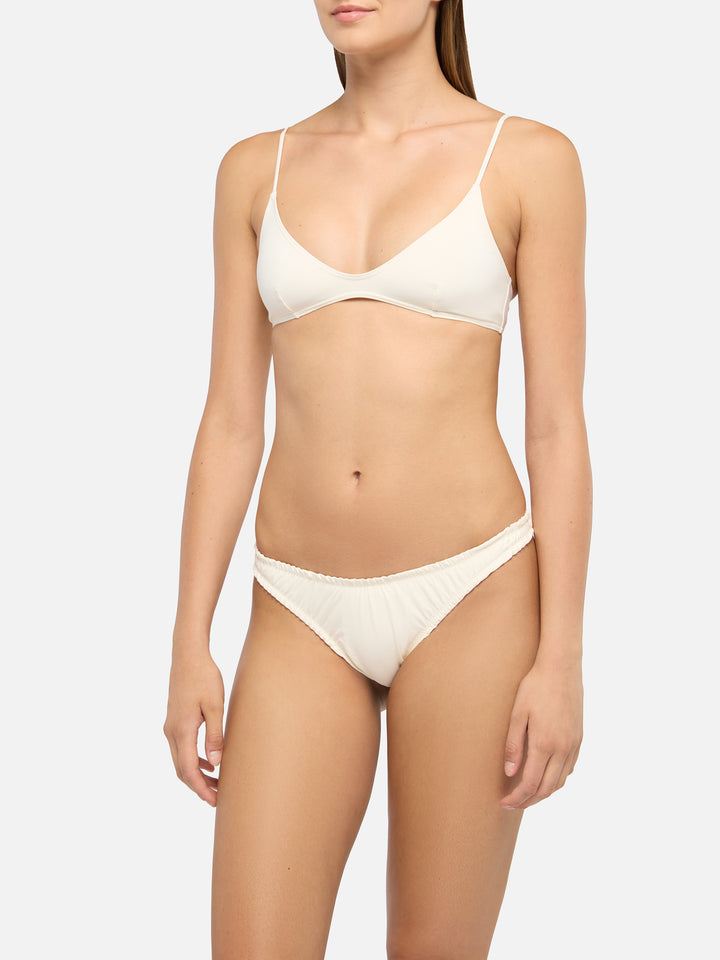 Nalu cream cheekiest swim briefs - Paloma cream scoop bralette