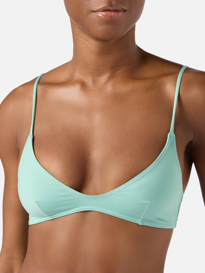 Paloma bralette with hook fastening bikini top in solid sage