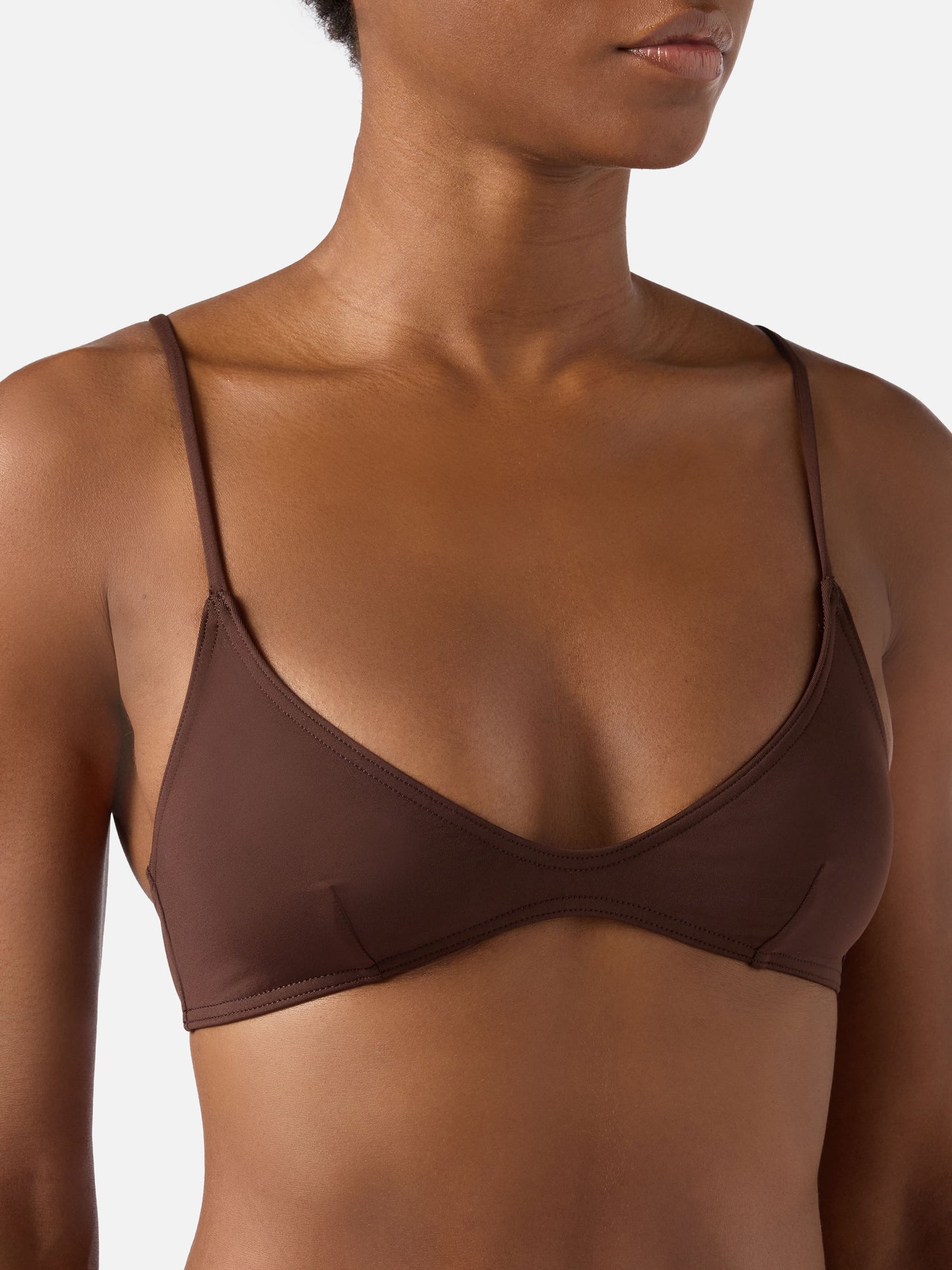Bikini bralette Paloma Marielle marrón oscuro con lazos 
