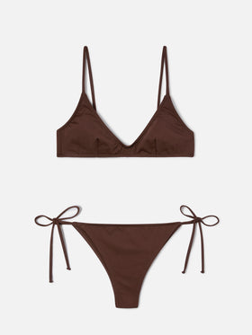 Paloma Marielle dark brown bralette bikini with ties