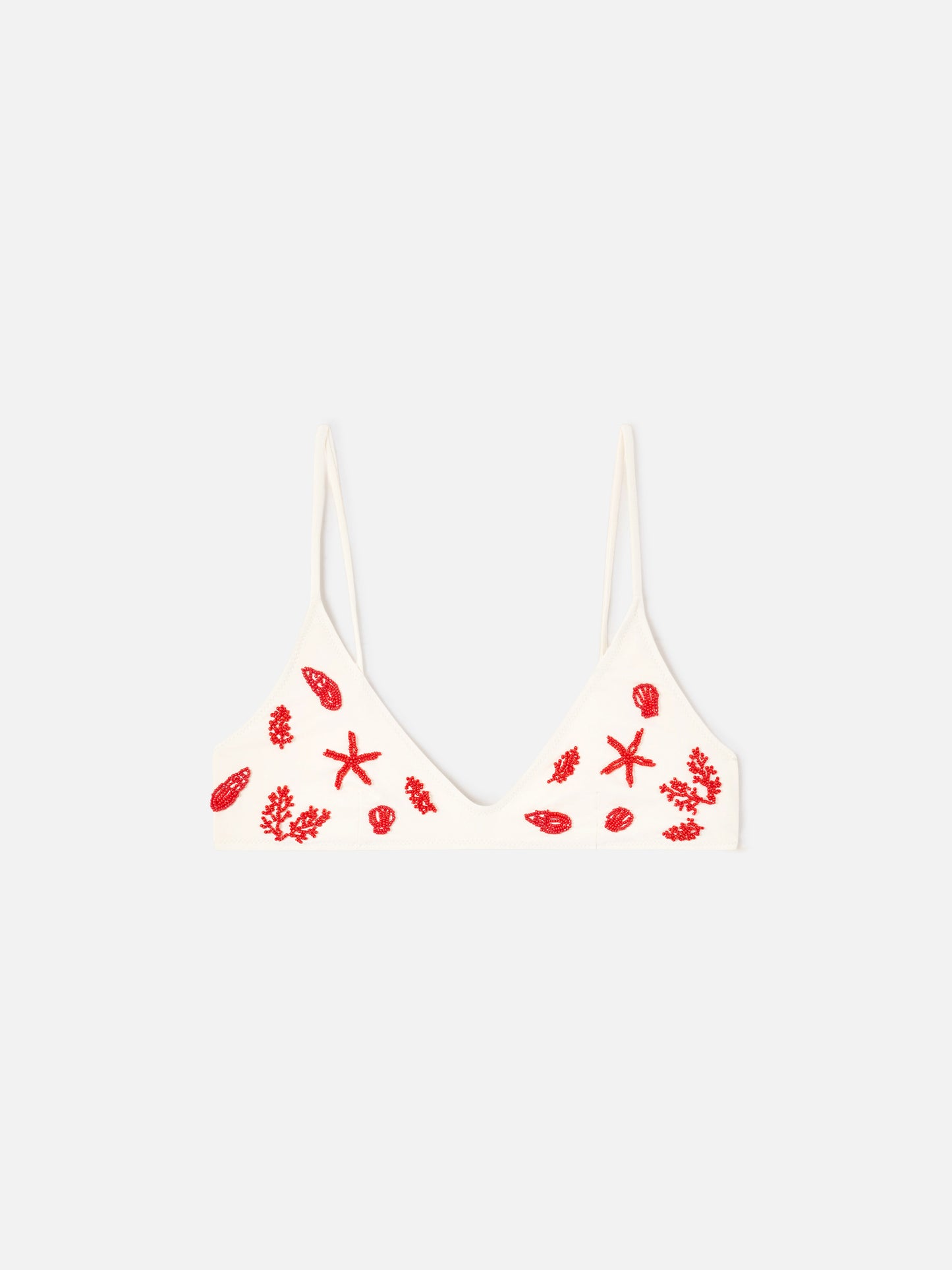 Paloma Bikini-Top im Bralette-Stil in Creme mit Perlendetails 