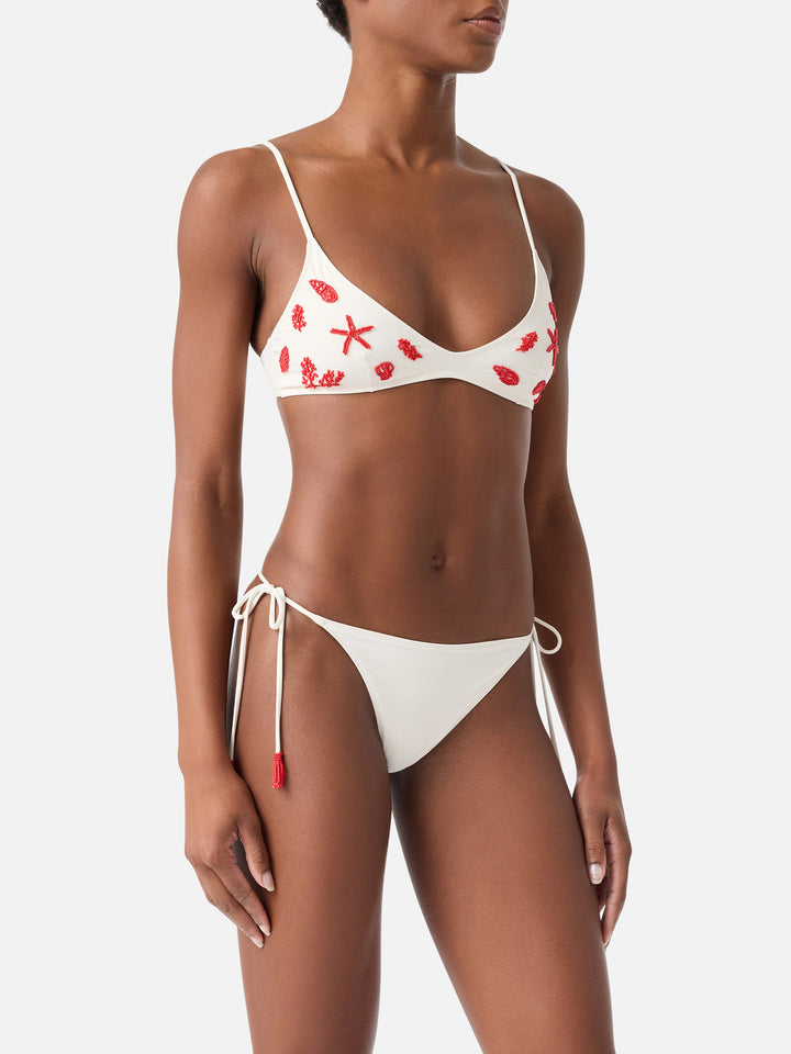 Paloma Marielle cream bikini with beads and tassels