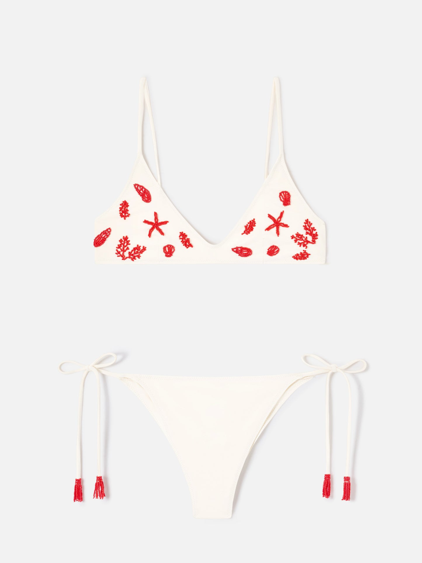 Paloma Marielle cream bikini with beads and tassels