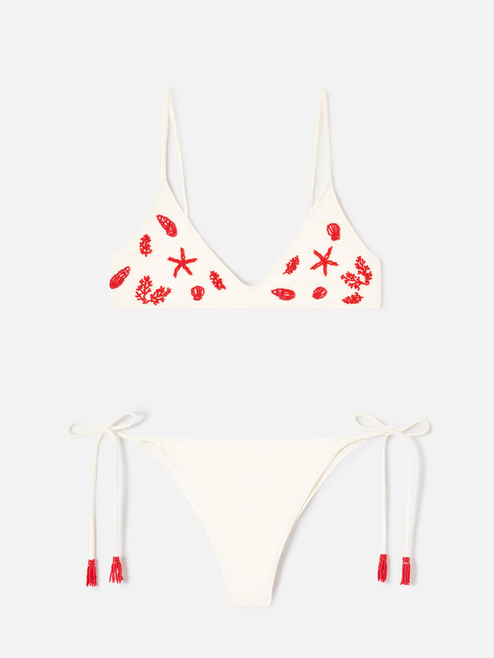 Paloma Marielle cream bikini with beads and tassels
