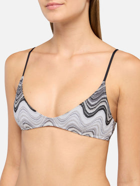 Norah slip mare cheeky marrone - Bralette scollata in maglia raschel con motivo a onde Paloma