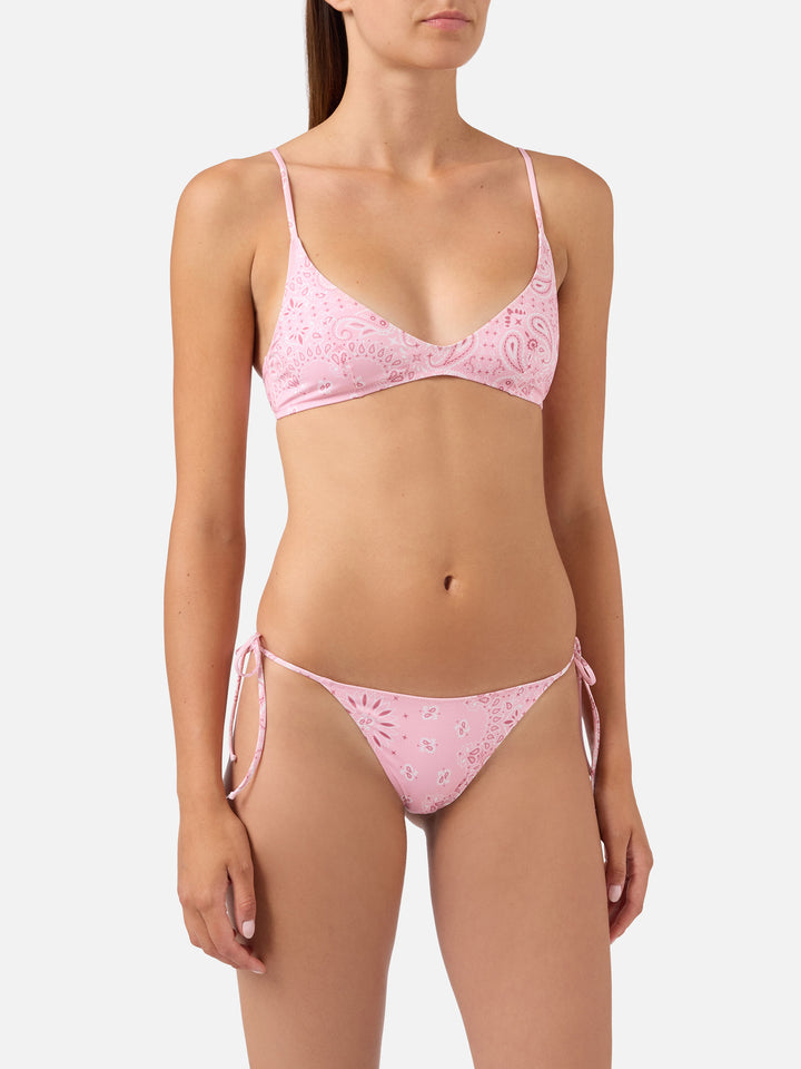 Bikini Paloma Marielle con estampado bandana rosa 