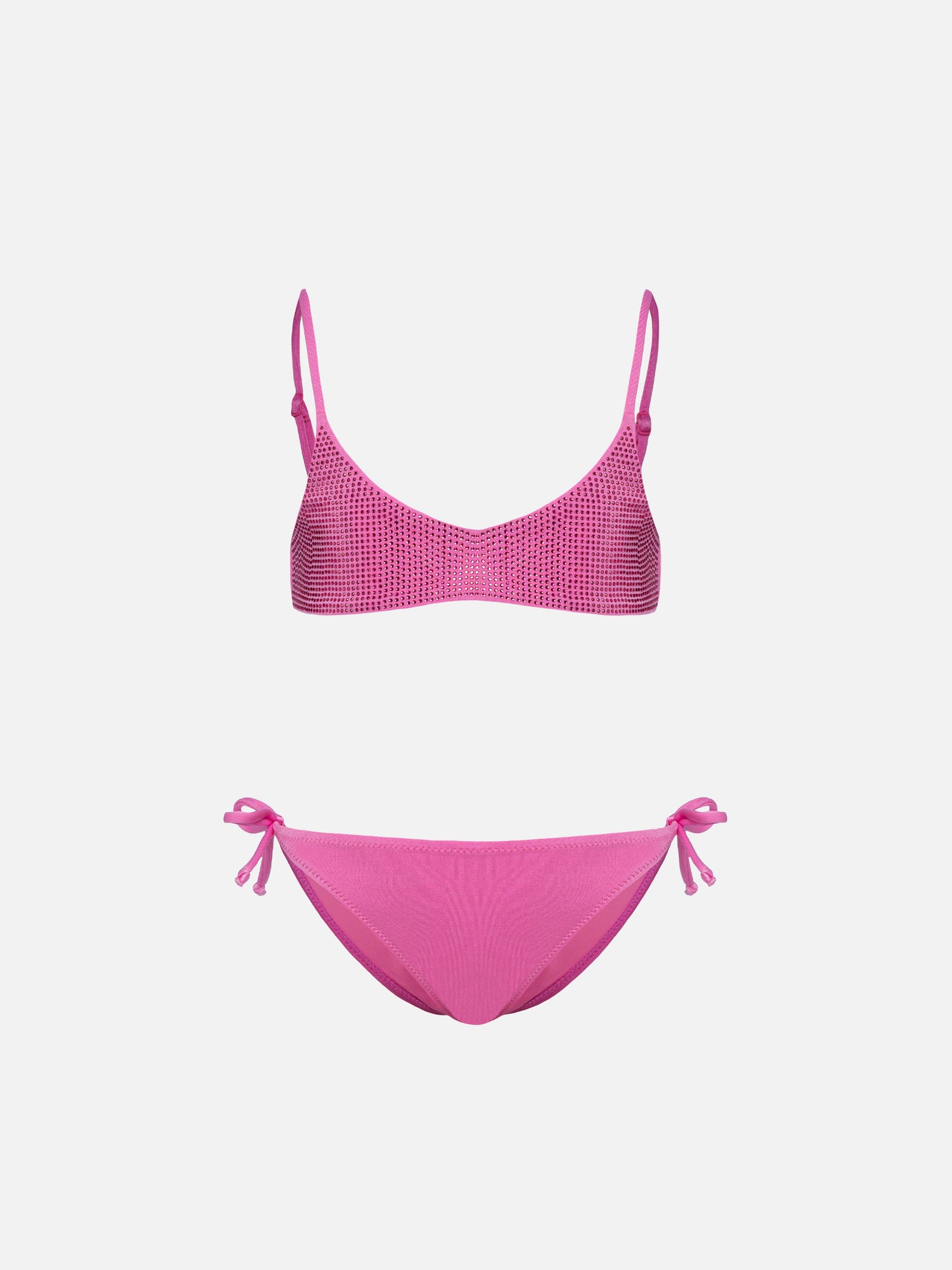 Paloma Jr pink bralette bikini with rhinestones