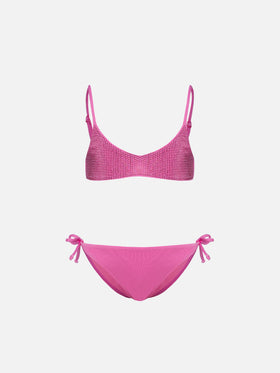 Paloma Jr pink bralette bikini with rhinestones