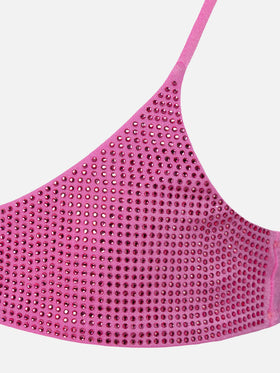 Paloma Jr pink bralette bikini with rhinestones