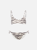 Bikini bralette Paloma Jr in lurex con stampa zebra