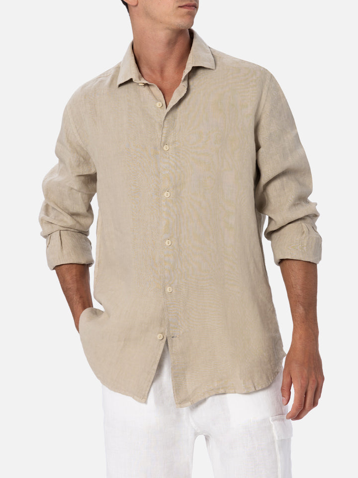 Man beige linen shirt Pamplona