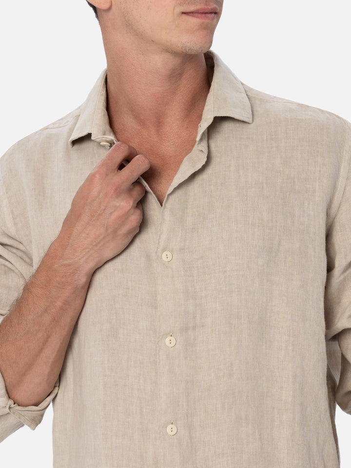 Man beige linen shirt Pamplona