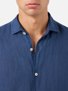Camicia Pamplona in lino blu navy