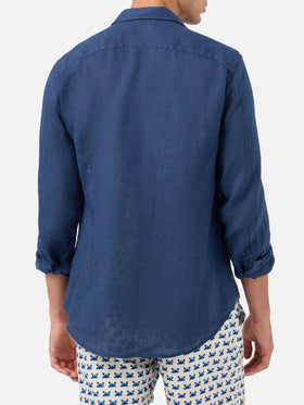 Camicia Pamplona in lino blu navy