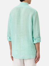 Sage green linen shirt Pamplona