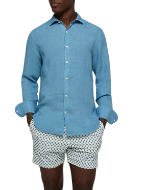 Dusty blue linen shirt Pamplona