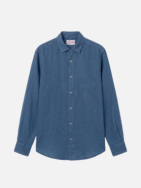 Pamplona shirt in dark denim pure linen