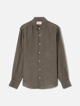 Military green Pamplona shirt in pure linen